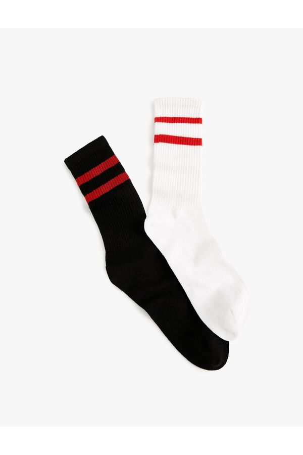 Koton Koton 2-Pack Tennis Socks Striped Patterned Multi Color