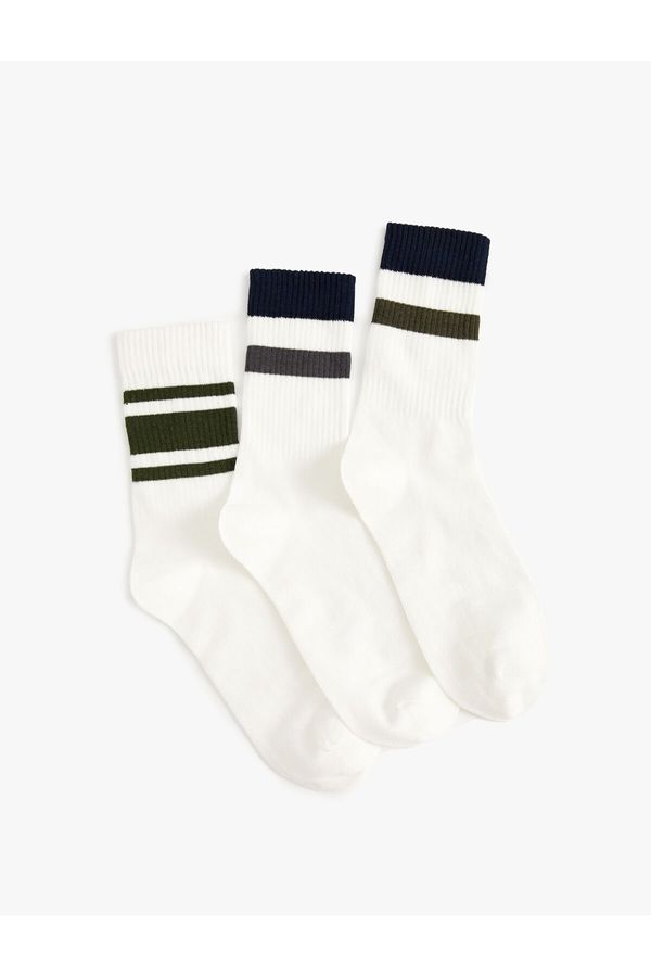 Koton Koton 3-Pack Tennis Socks Striped Patterned