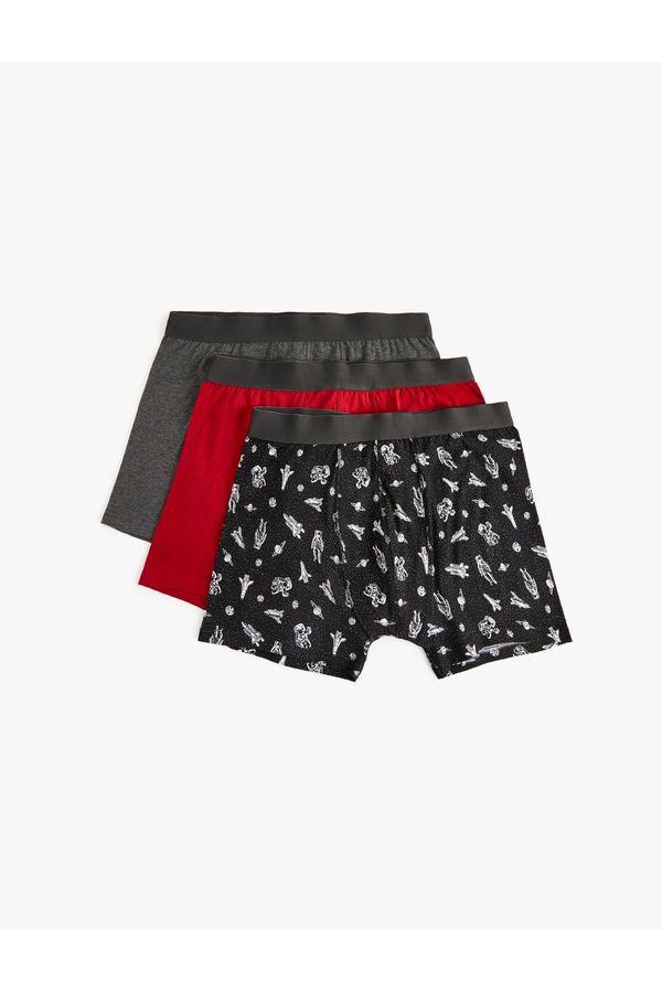 Koton Koton 3-Piece Boxer Set Basic and Space Printed Cotton