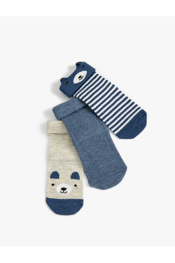 Koton Koton 3-Piece Teddy Bear Patterned Socks Set