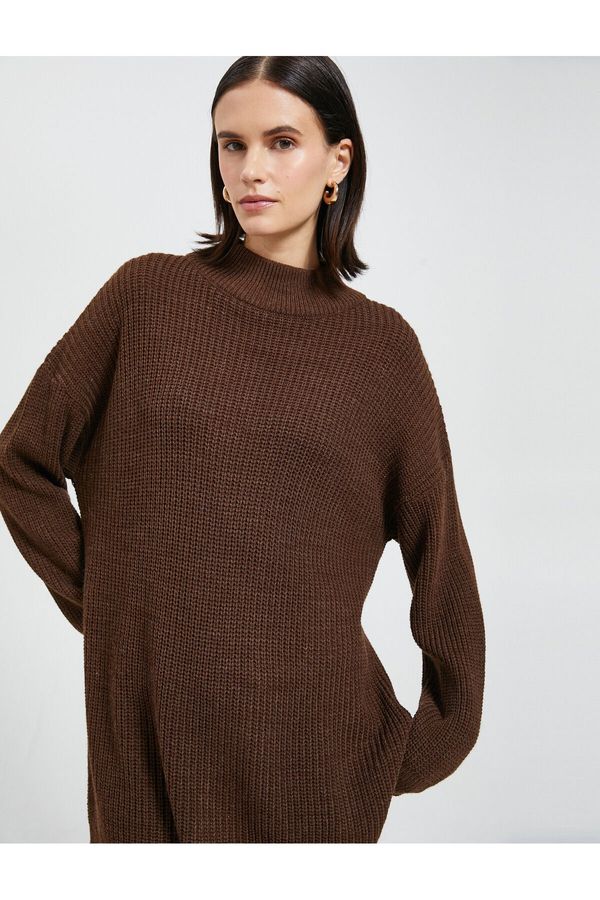 Koton Koton Acrylic Cashmere Textured Oversize Half Turtleneck Sweater