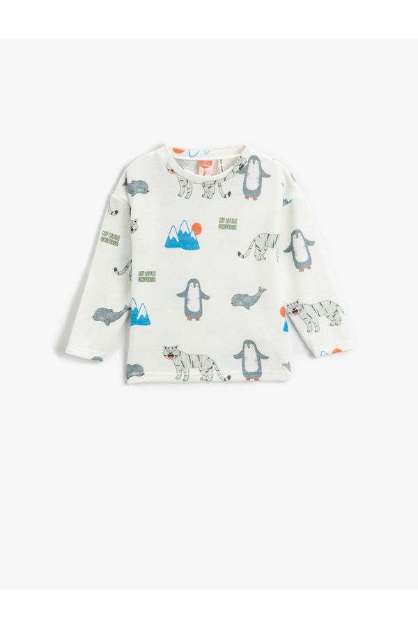 Koton Koton Animal Graphic Print T-Shirt Long Sleeve
