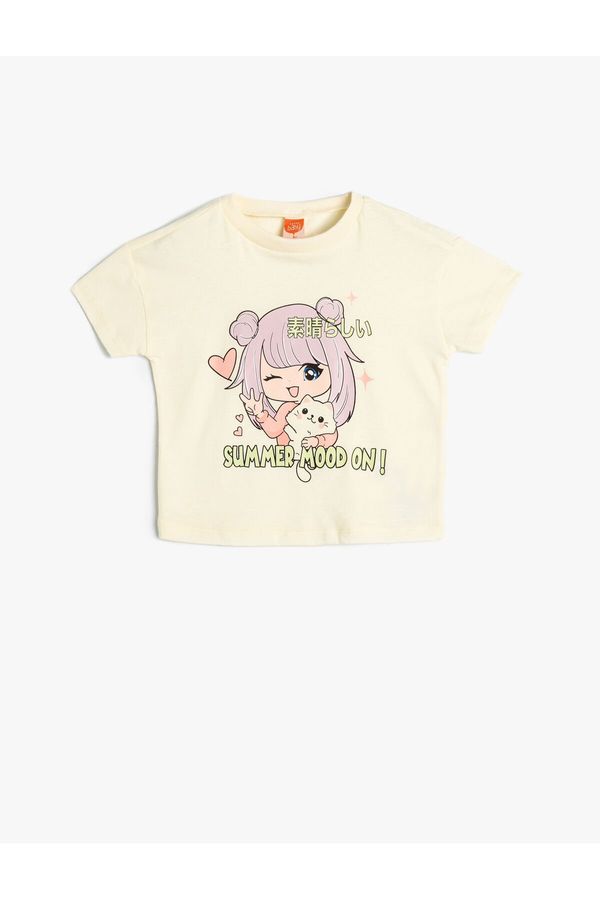 Koton Koton Anime T-Shirt Short Sleeve Crew Neck