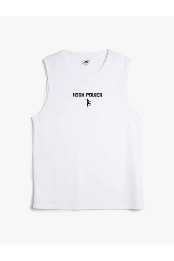 Koton Koton Athletic Singlets with a Relaxed Cut Motto Printed Sleeveless Crew Neck.