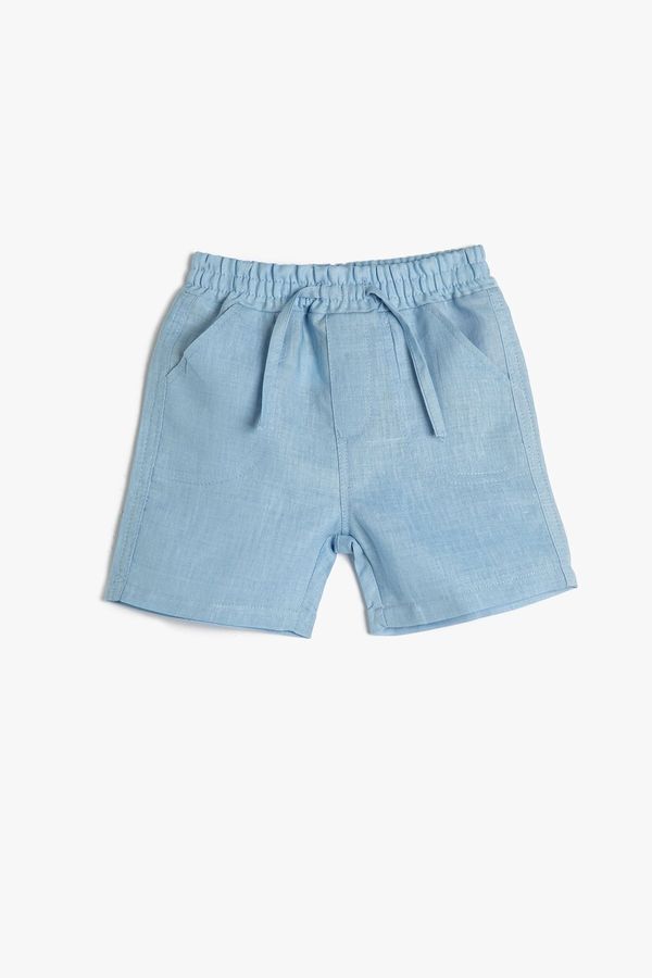 Koton Koton Baby Boy Linen Shorts with Pockets with Elastic Waist 3smb40046tw