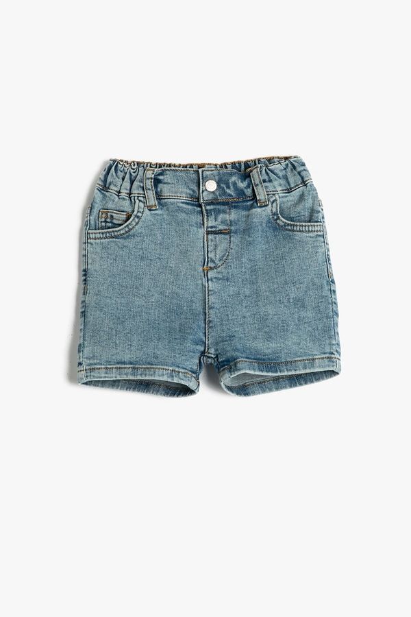 Koton Koton Baby Girl Denim Shorts with Pockets and Elastic Waist 3smg40007ad