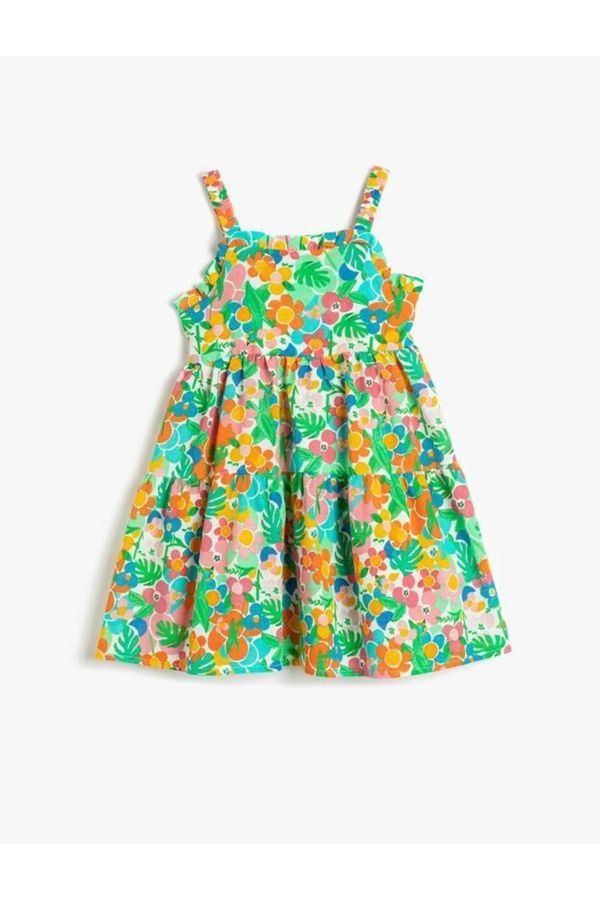 Koton Koton Baby Girl Dress Floral Frilled Strap With Window Detail on the Back