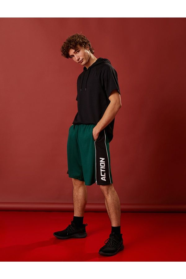 Koton Koton Basic Basketball Shorts Laced Waist Print Detail Breathable Fabric