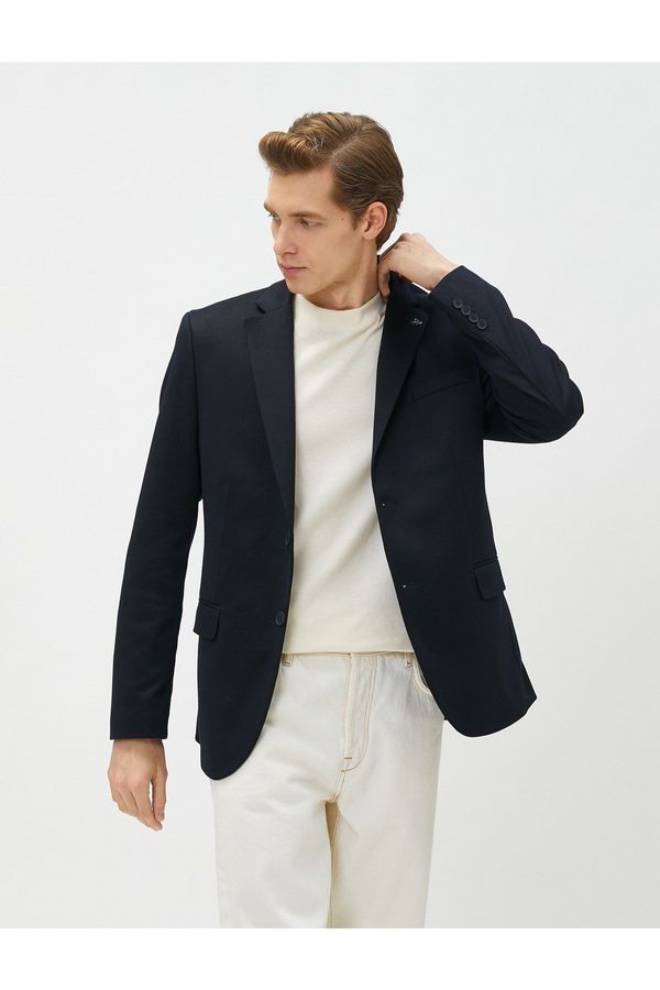 Koton Koton Basic Blazer Jacket with Brooch Detailed Buttons, Pockets and Slim Fit.