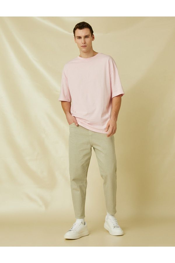 Koton Koton Basic Gabardine Trousers with Button Detail and Pockets