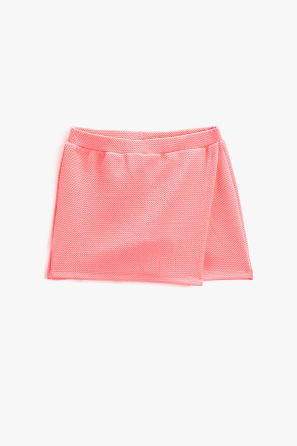 Koton Koton Basic Mini Shorts Skirt Double Breasted. Elastic Waist, Textured.