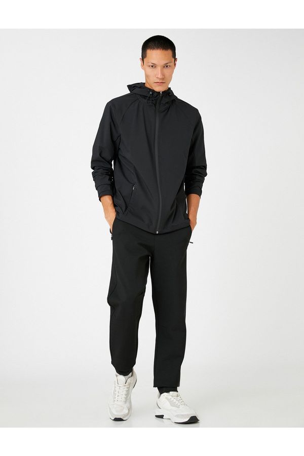 Koton Koton Basic Oversize Sports Jacket with a Hooded Zipper Detail