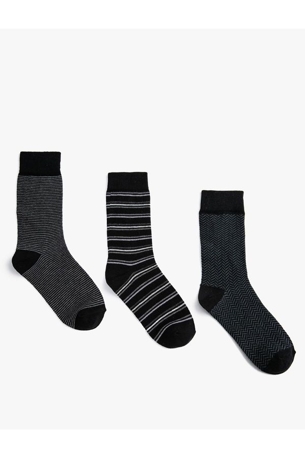 Koton Koton Basic Set of 3 Crepe Socks, Geometric Pattern