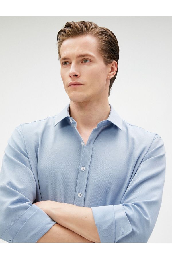 Koton Koton Basic Shirt Classic Cuff Collar Long Sleeve Buttoned Non Iron