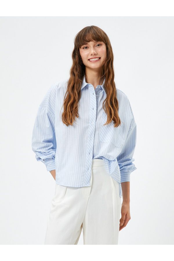 Koton Koton Basic Shirt Long Sleeve Button Pocket Detailed