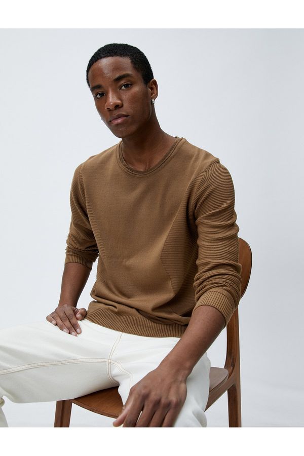 Koton Koton Basic Sweater Crew Neck Slim Fit Long Sleeve Textured