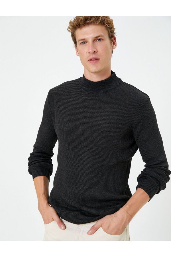 Koton Koton Basic Sweater Knitwear Half Turtleneck Textured Long Sleeve