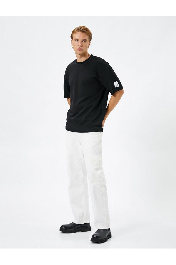 Koton Koton Basic T-Shirt Crew Neck Short Sleeve Label Printed