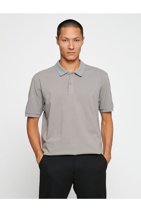 Koton Koton Basic T-Shirt Polo Neck Buttoned Slim Fit