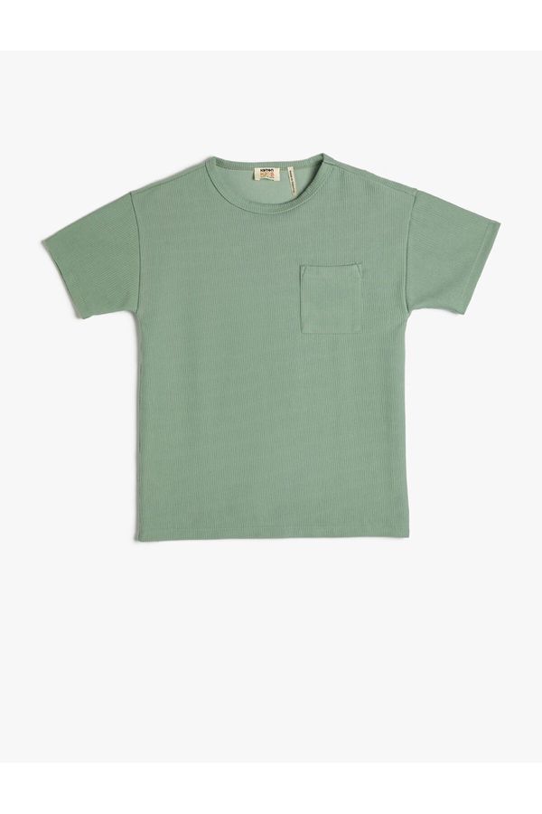 Koton Koton Basic T-Shirt Short Sleeve Crew Neck Pocket Detailed Ribbed