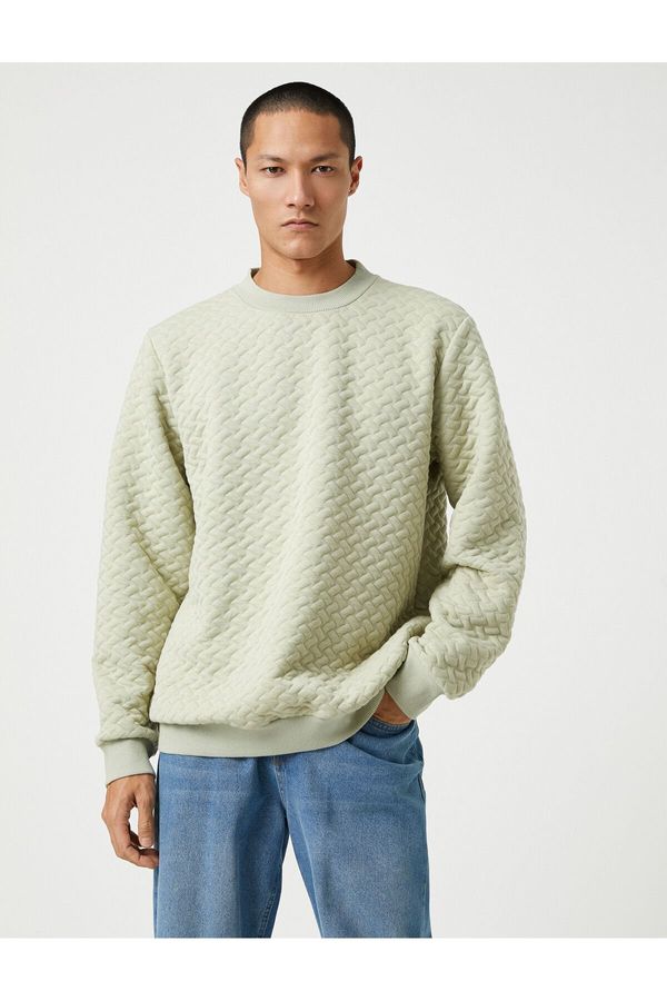 Koton Koton Basic Textured Sweatshirt Crew Neck Long Sleeved