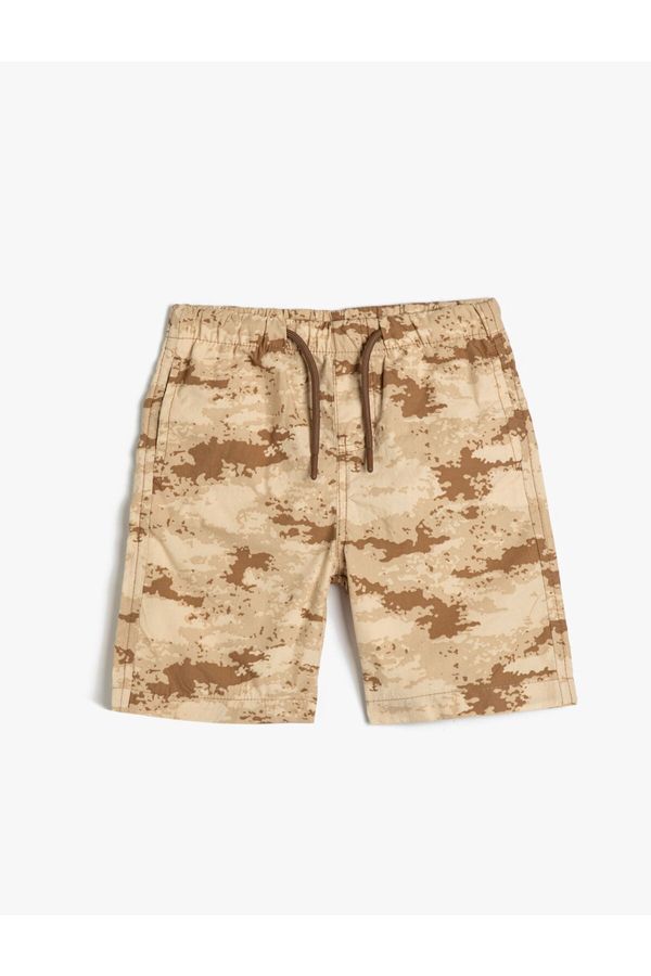 Koton Koton Bermuda Camouflage Shorts Pocket Tie Waist Cotton