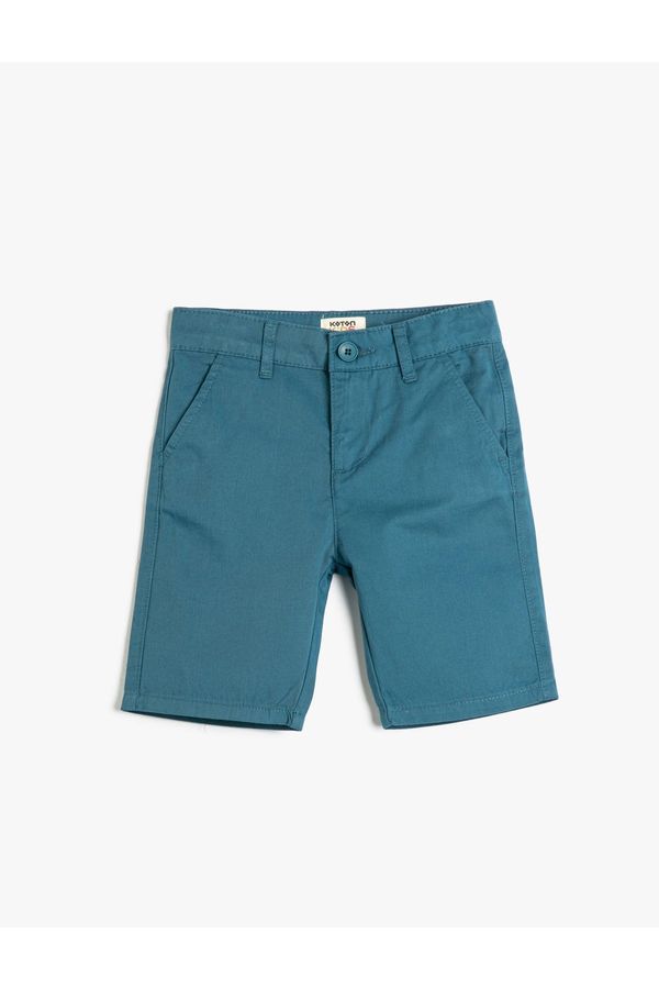Koton Koton Bermuda Shorts Basic Chino Pocket Cotton Cotton with Adjustable Elastic Waist.