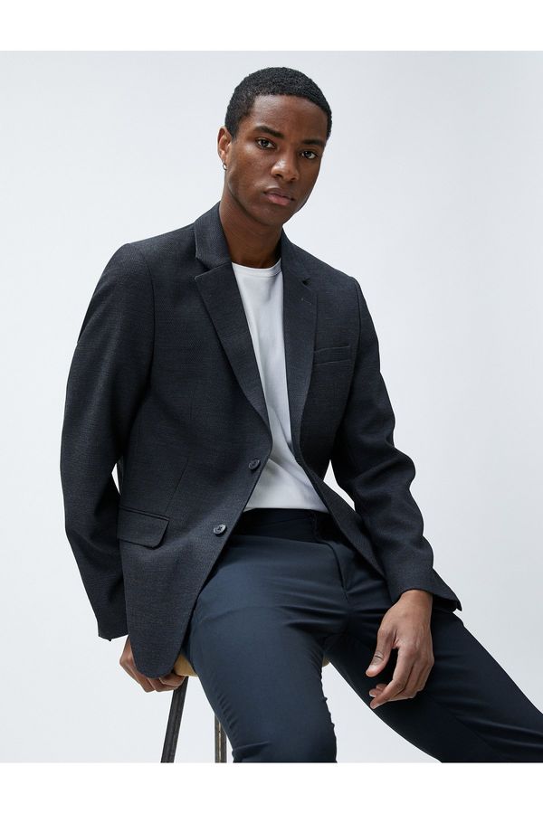 Koton Koton Blazer Jacket with Buttons and Stitching Details with Pockets