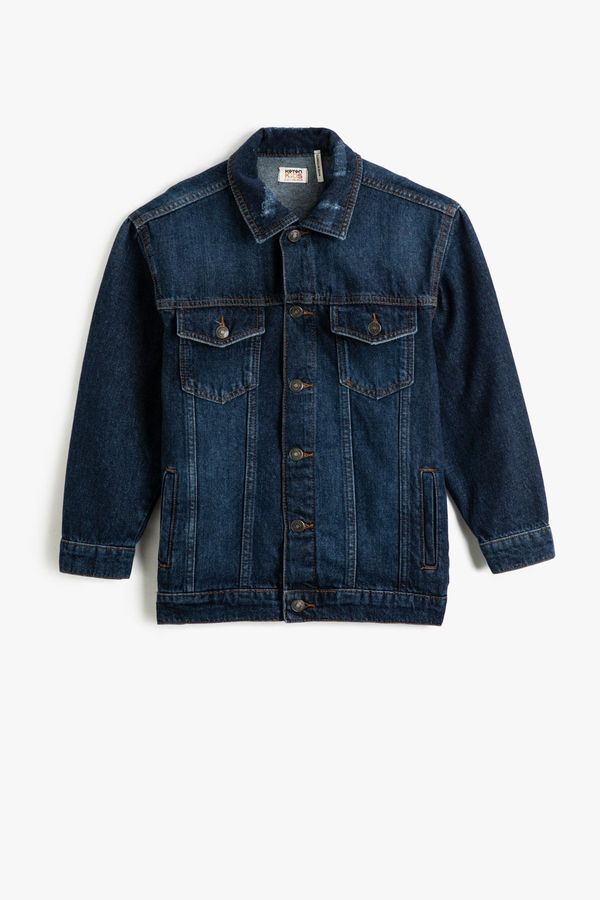 Koton Koton Boys' Denim Jacket with Flap Pocket Detailed, Long Sleeve with Cuffs Cotton