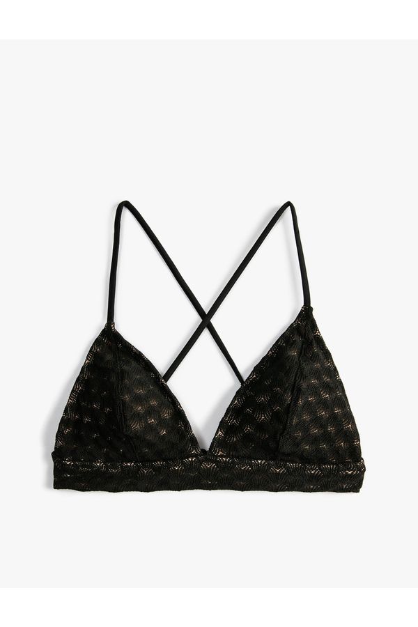 Koton Koton Bralette Bikini Top with Triangle Ruched Crossovers