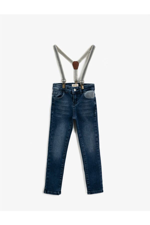 Koton Koton Buttoned Pocket Jeans with Suspenders