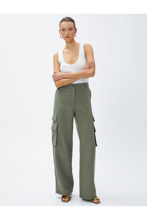 Koton Koton Cargo Pants Wide Leg Modal Blended