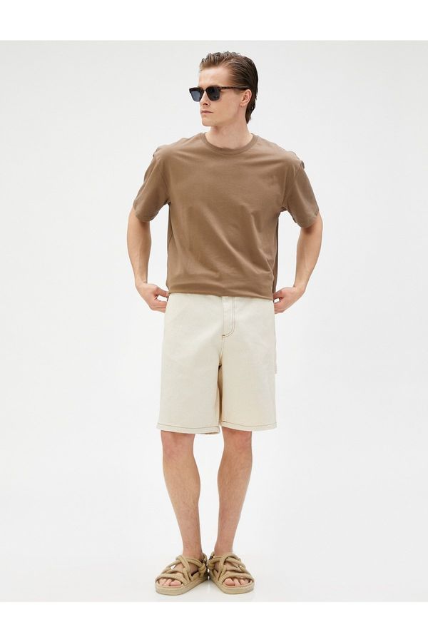 Koton Koton Cargo Shorts with Pockets Stitching Detailed and Buttoned Cotton