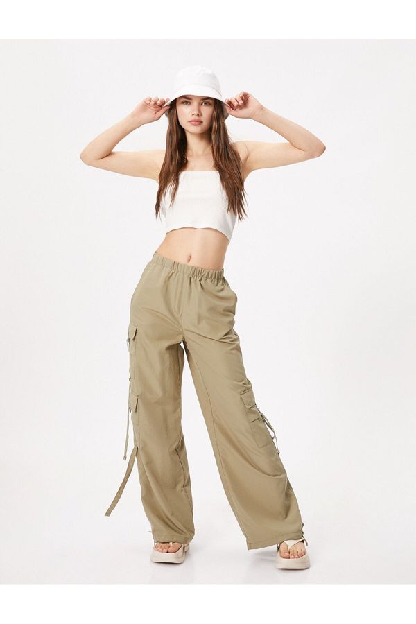 Koton Koton Cargo Trousers Wide Leg Relaxed Fit Multiple Side Pockets
