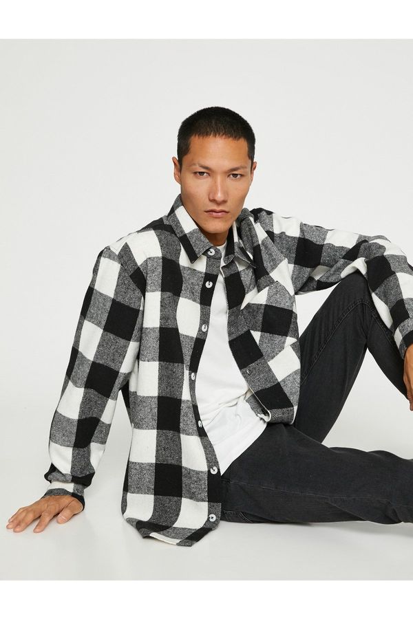 Koton Koton Checkered Lumberjack Shirt Classic Collar Long Sleeve
