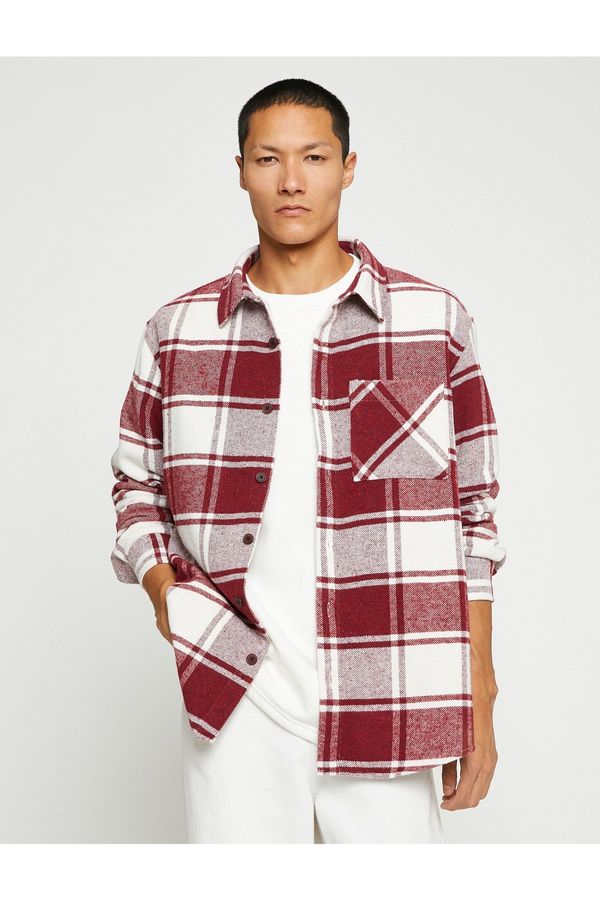 Koton Koton Checkered Lumberjack Shirt with Pocket Detailed and Buttons Long Sleeves