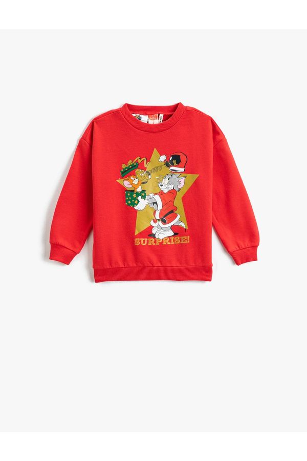 Koton Koton Christmas Theme Tom and Jerry Printed Sweatshirt Licensed