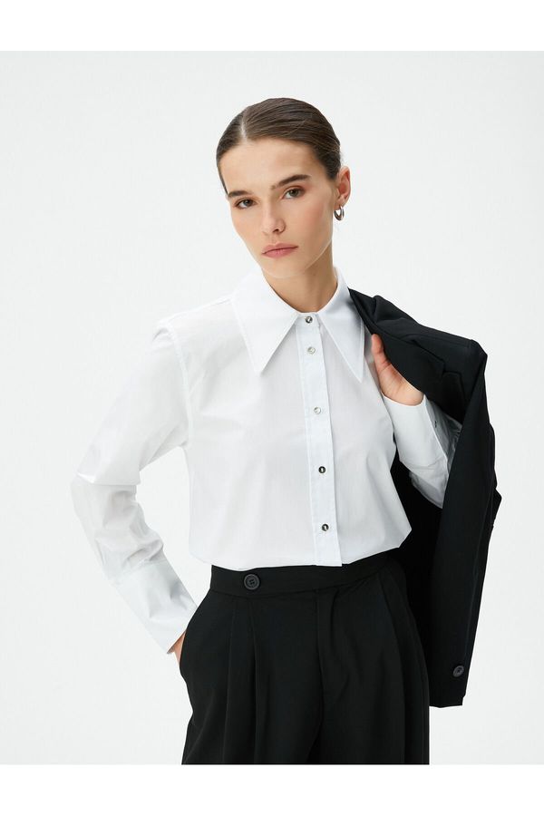 Koton Koton Classic Poplin Shirt Long Sleeve Buttoned Regular Fit Cotton