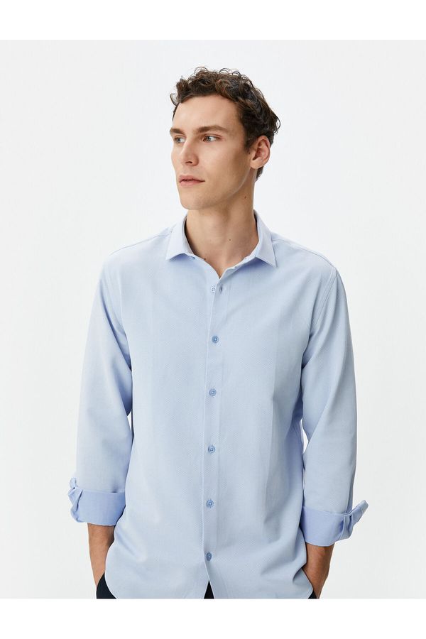 Koton Koton Classic Shirt Half Italian Collar Long Sleeve Buttoned