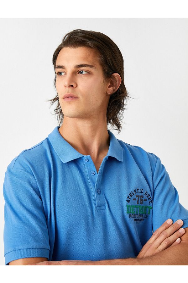 Koton Koton College Embroidered Polo Collar T-Shirt