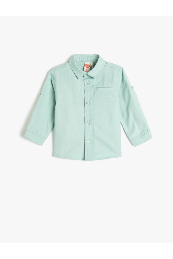 Koton Koton Cotton Shirt Long Sleeved Pocket Detailed