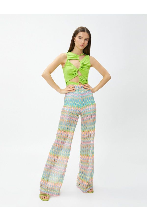 Koton Koton Crochet Palazzo Trousers High Waist