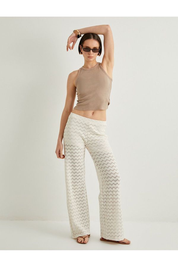 Koton Koton Crochet Trousers Wide Leg Standard Waist Short Lined