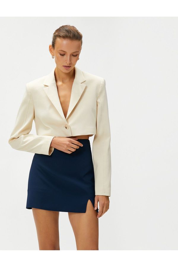 Koton Koton Crop Blazer Jacket Single Button