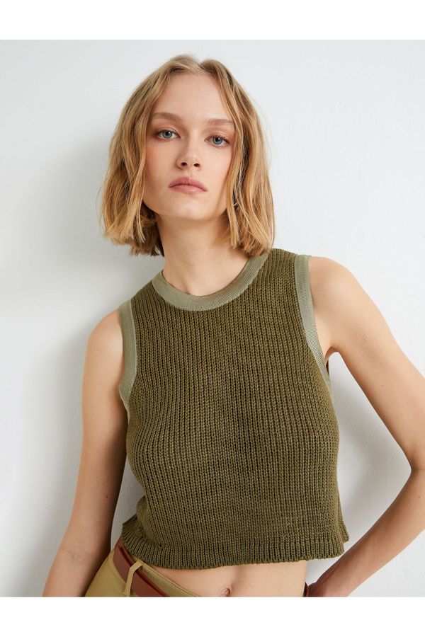 Koton Koton Crop Knitwear Athlete Crew Neck