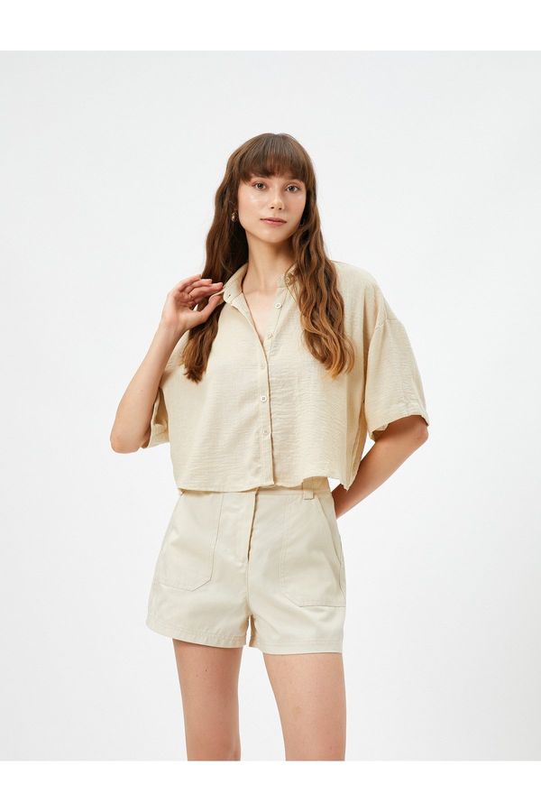 Koton Koton Crop Short Sleeve Shirt with Buttons in a relaxed fit