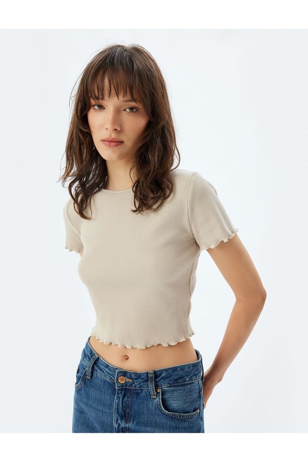 Koton Koton Crop T-Shirt Short Sleeve Crew Neck Cotton