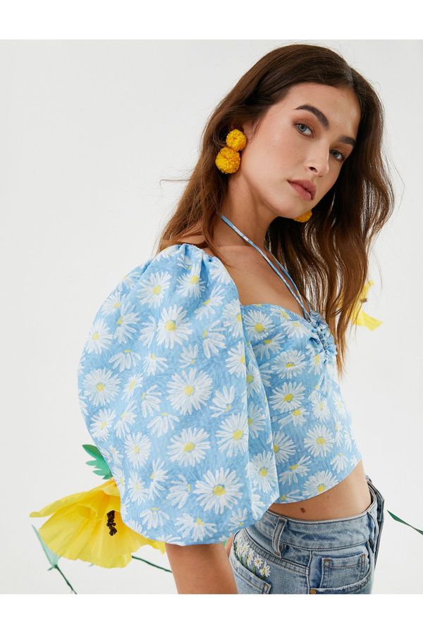 Koton Koton Daisy Collar Detailed Crop Blouse