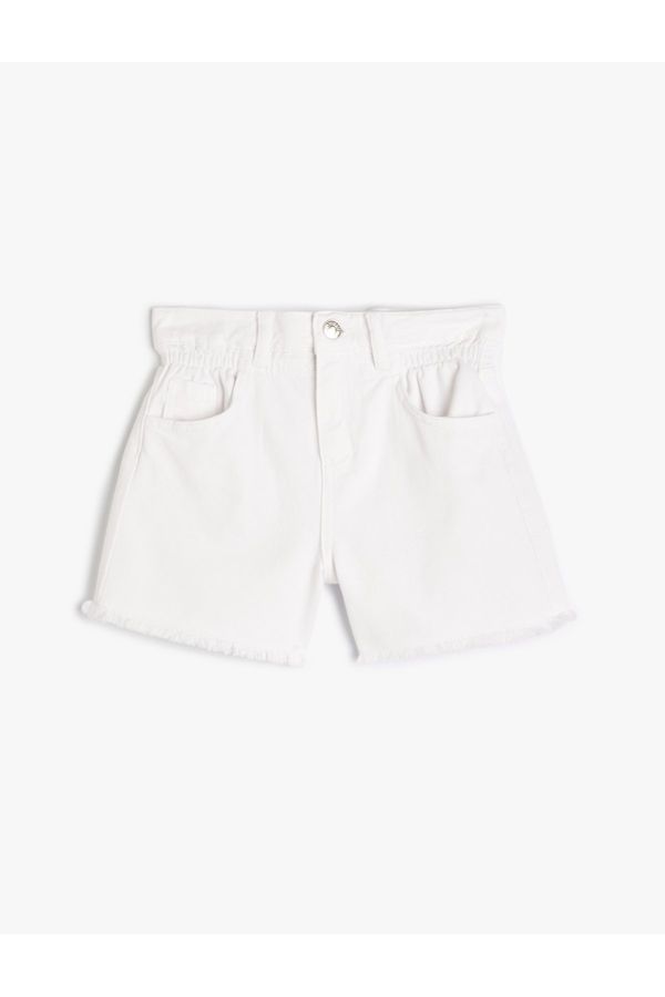 Koton Koton Denim Shorts Tasseled Elastic Waist Pocket Cotton