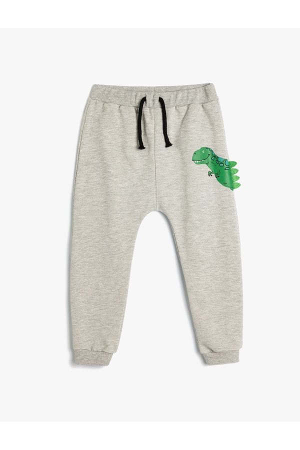 Koton Koton Dinosaur Jogger Sweatpants Tie Waist Pocket Applique Detailed